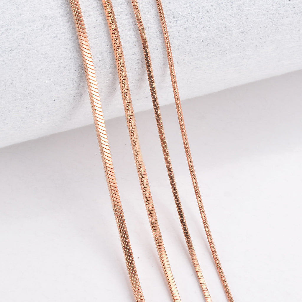 1 piece Rose Gold Square Snake Chain Women Necklace Jewelry 316 Stainless steel Necklace chain Width 0.9/1.2/1.5/2mm