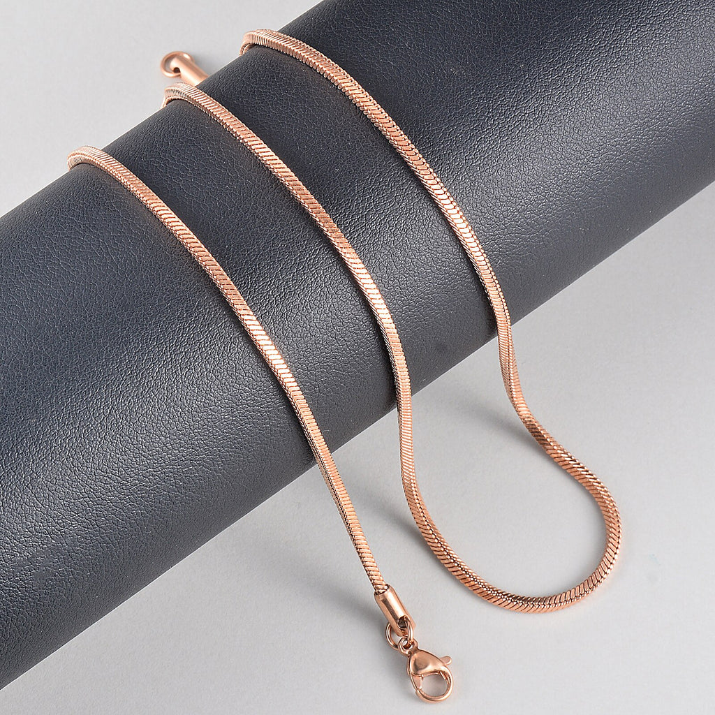 1 piece Rose Gold Square Snake Chain Women Necklace Jewelry 316 Stainless steel Necklace chain Width 0.9/1.2/1.5/2mm