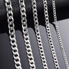 1 piece Width 3mm/4.5mm/5mm/6mm/7mm/7.5mm Curb Cuban Link Chain Necklace for Men Women Basic Punk Stainless Steel Chain Chokers
