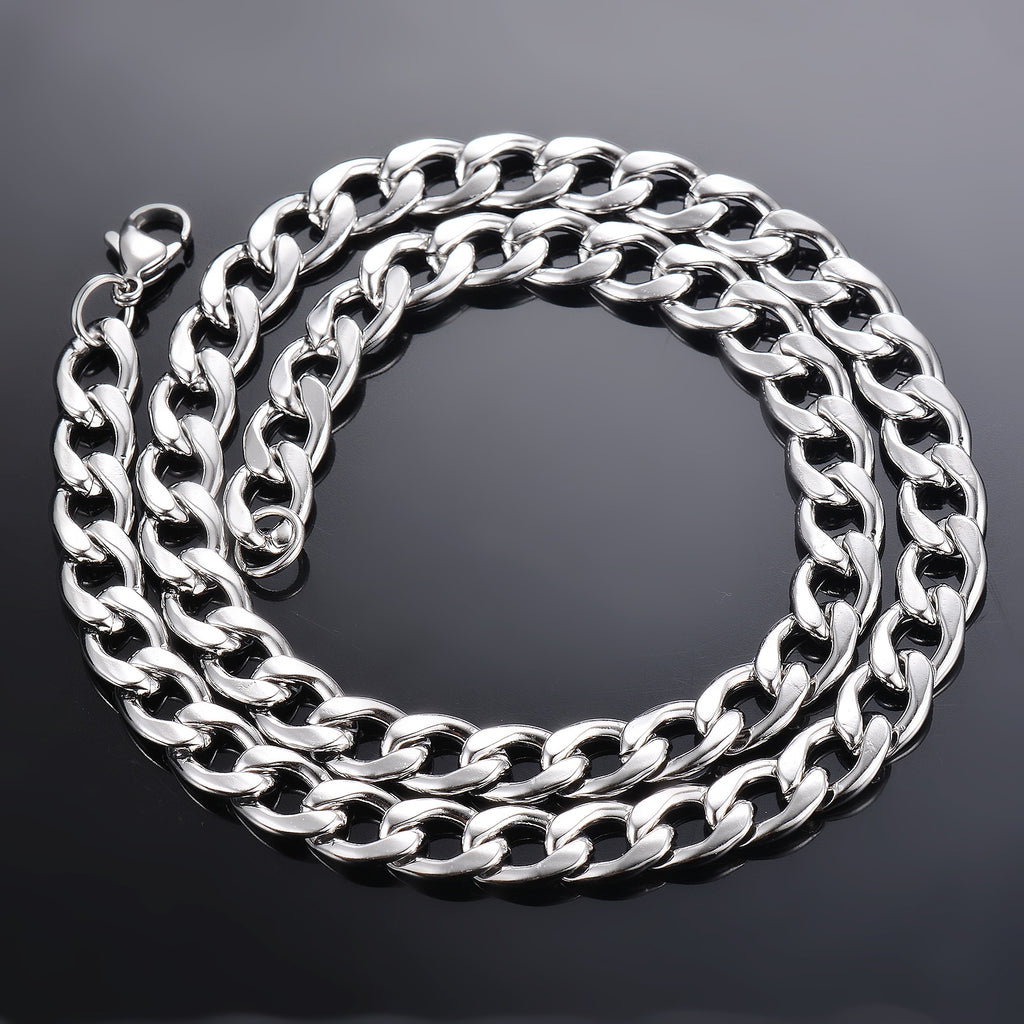 1 piece Width 3mm/4.5mm/5mm/6mm/7mm/7.5mm Curb Cuban Link Chain Necklace for Men Women Basic Punk Stainless Steel Chain Chokers