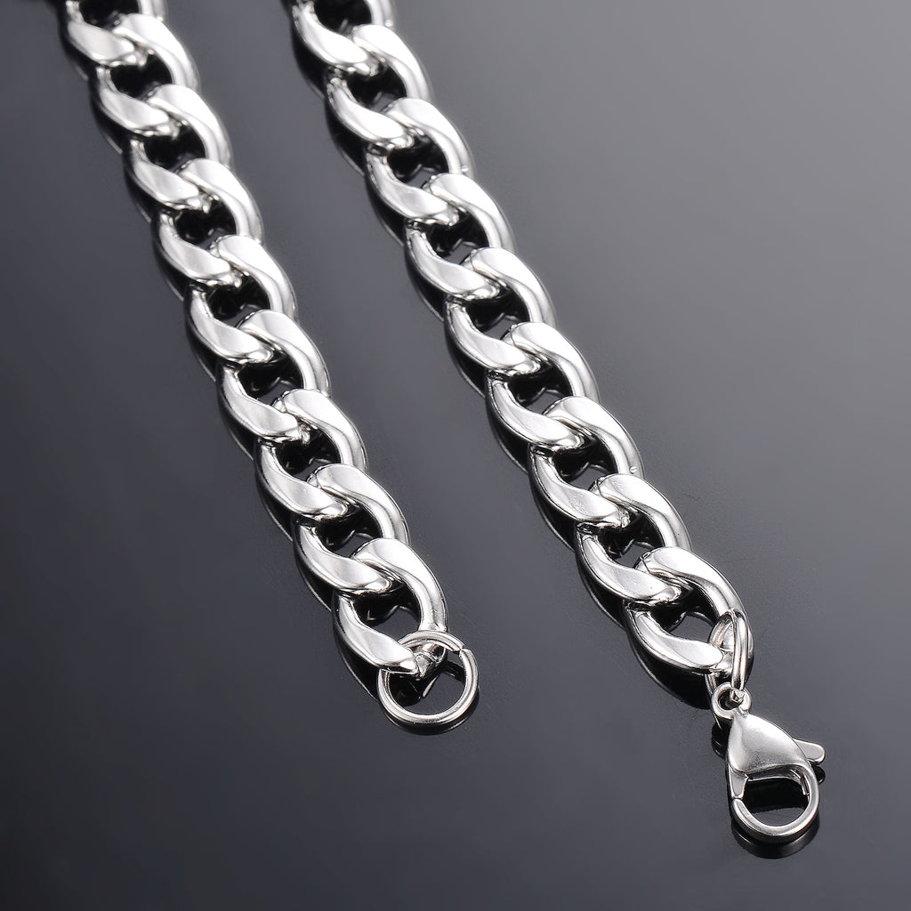 1 piece Width 3mm/4.5mm/5mm/6mm/7mm/7.5mm Curb Cuban Link Chain Necklace for Men Women Basic Punk Stainless Steel Chain Chokers