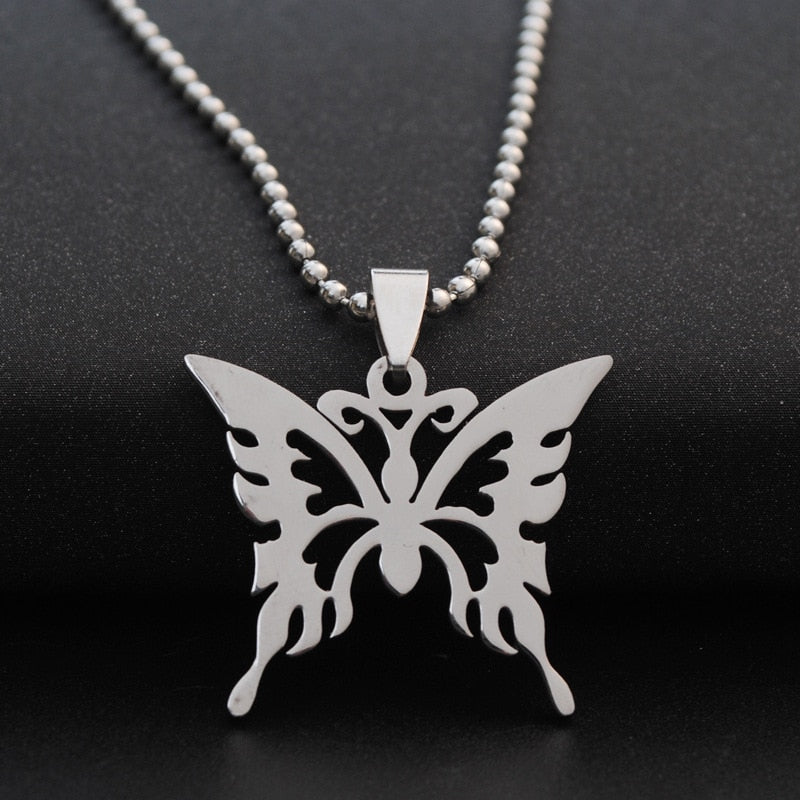 1 stainless steel hollow butterfly charm necklace animal insect butterfly bee butterfly effect pendant charm necklace jewelry