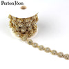 1 yard 3D round arrange gold sliver plated crystal Blinking rhinestones trim Ribbon metal chain for bag, shoes accessories ML031