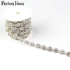 1 yard 3D round arrange gold sliver plated crystal Blinking rhinestones trim Ribbon metal chain for bag, shoes accessories ML031