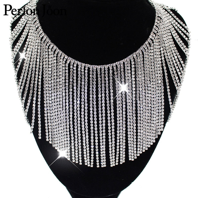 1 yard Long tassel crystal rhinestone fringe trim Silver crystal decorative metal chain clothing accessories ML074