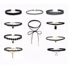10 PCS/Set Gothic Tattoo Leather Choker Necklaces Set for Women Hollow Out Black Lace Necklace Jewelry Collier Chain