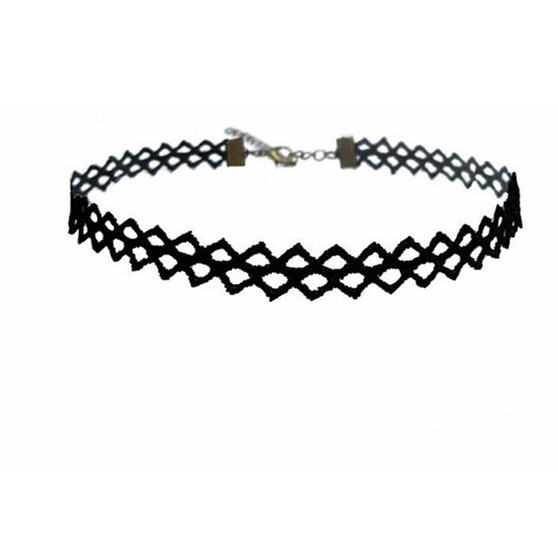 10 PCS/Set Gothic Tattoo Leather Choker Necklaces Set for Women Hollow Out Black Lace Necklace Jewelry Collier Chain