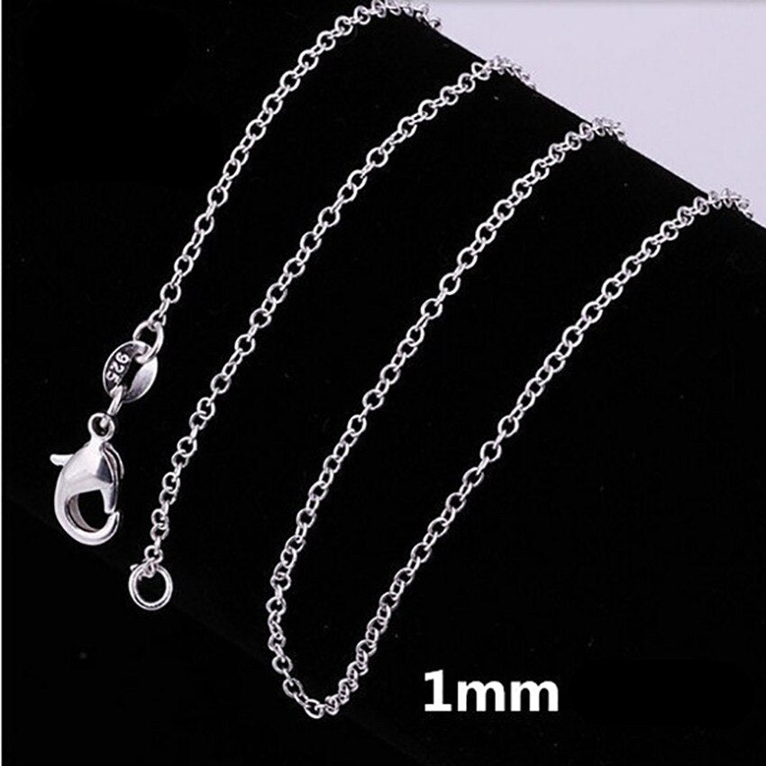 10PCS 925 Stamped silver 1MM circle chain necklace for women party wedding accessories jewelry gifts