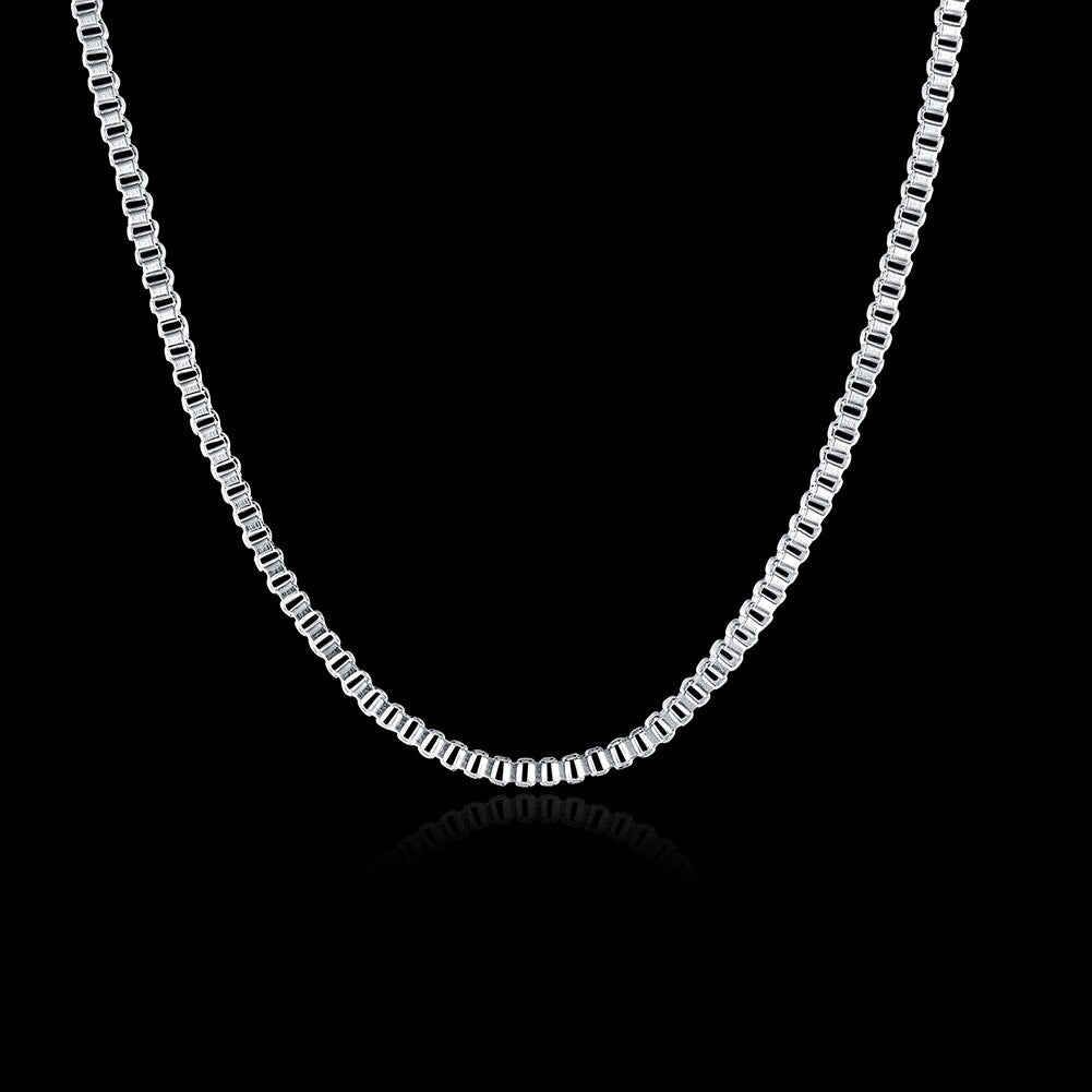 10PCS   925  Silver  2MM Box chain Necklace For man Women party wedding Jewelry Gifts