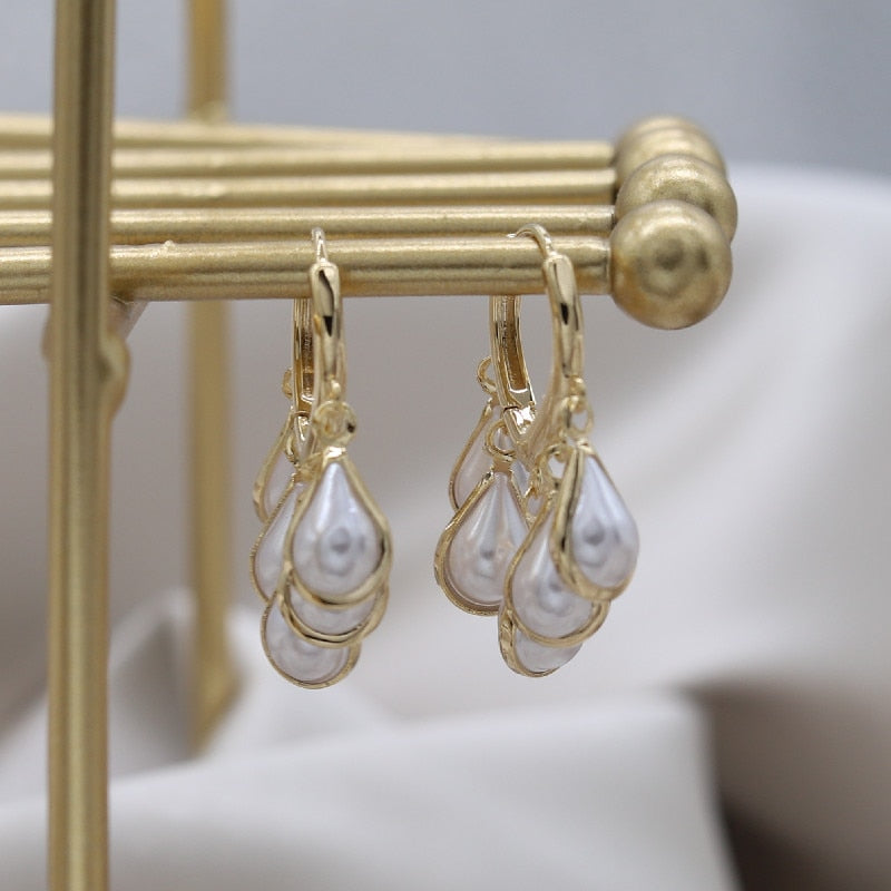 14K Real Gold Plating Korea Design Jewelry  Zircon Pendant Tassel Earrings Elegant Women Wedding Party earring