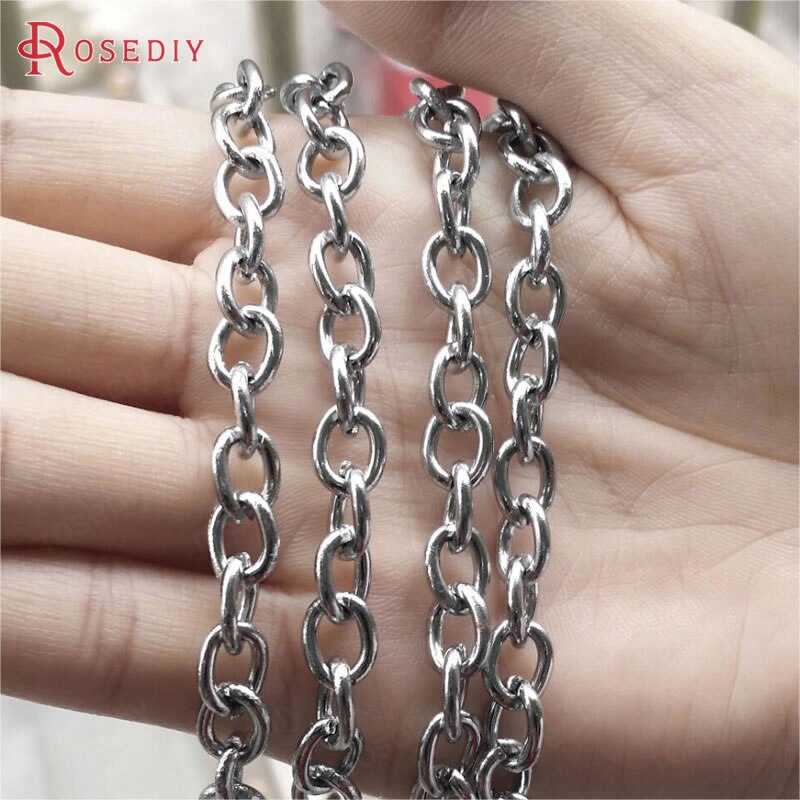 (16551-G)1 Meter Width 4.5MM 6MM 7MM Stainless Steel Color Iron Round Oval Shape Link Chains  Connect Chains