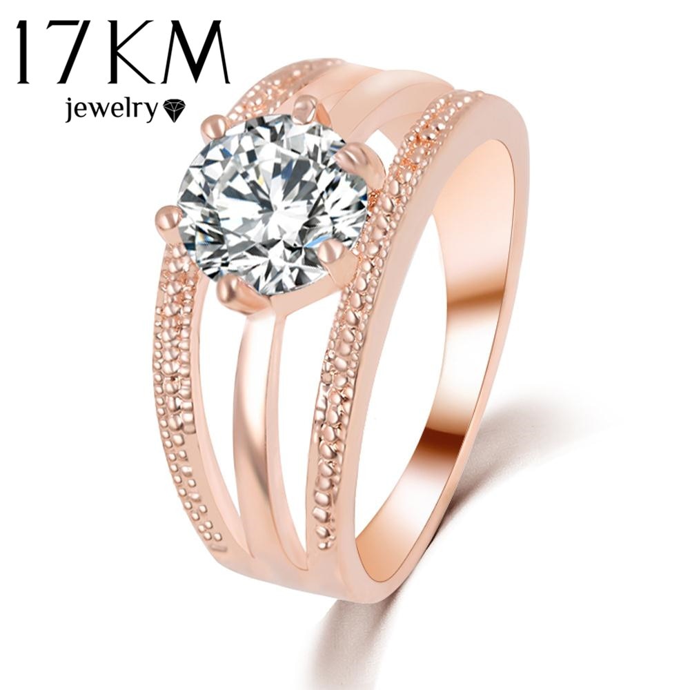 Austrian Crystals Ring Rose Gold Color anelli Flower Ring bague Engagement anillos anel Rings for Women wedding ring
