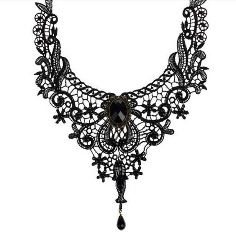 1PC Women Black Lace& Beads Choker Victorian Steampunk Style Gothic Collar Necklace Gift  Lots Bulk