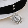 1PCs Vintage Women Gothic Leon The Professional Mathilda Necklace Girls Black Velvet Ribbon Retro Sun Shaped Choker Necklace