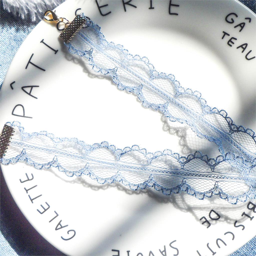 1piece Vintage Blue Lace Chokers Necklace Navy Planet Star Pendants Velvet Choker Bling Shining  Women Jewelry Wedding Gift 30cm