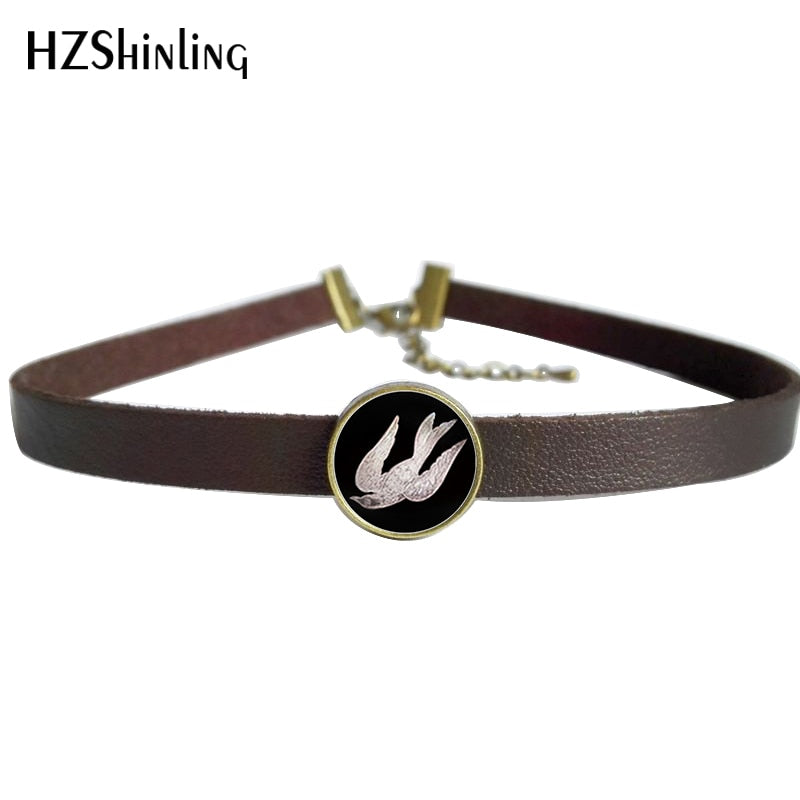 2021 Bioshock Infinite Necklace Bird Cage Choker With Pendant Glass Jewelry Leather Choker Necklace For Women