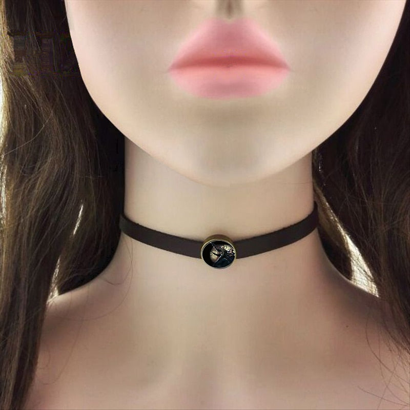 2021 Bioshock Infinite Necklace Bird Cage Choker With Pendant Glass Jewelry Leather Choker Necklace For Women