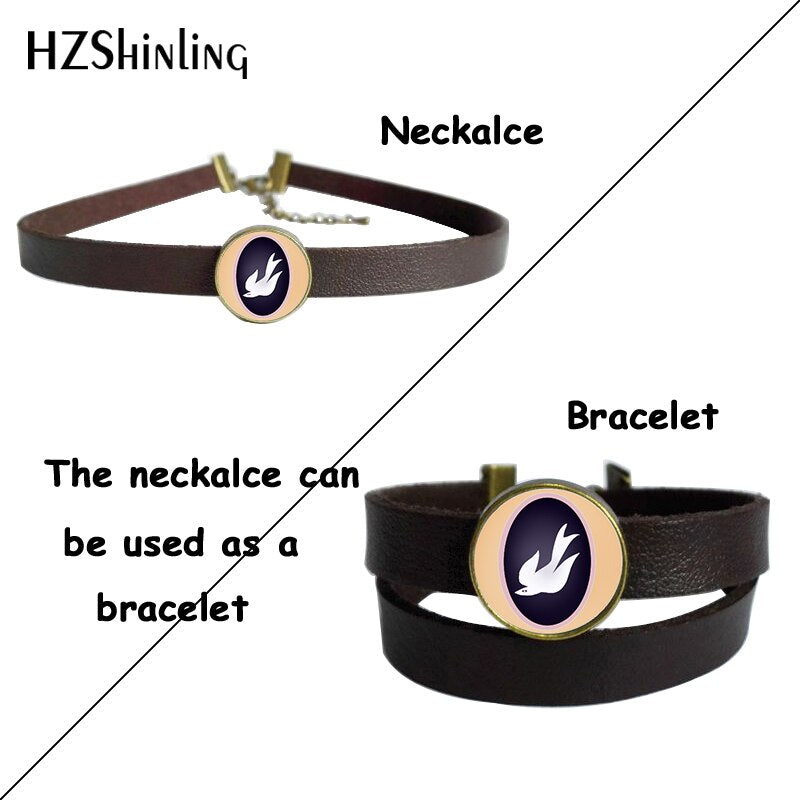 2021 Bioshock Infinite Necklace Bird Cage Choker With Pendant Glass Jewelry Leather Choker Necklace For Women