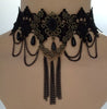 2021 Gothic Victorian Crystal Tassel Tattoo Choker Necklace Black Lace Collar Vintage Women Wedding Jewelry