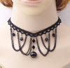 2021 Gothic Victorian Crystal Tassel Tattoo Choker Necklace Black Lace Collar Vintage Women Wedding Jewelry