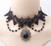 2021 Gothic Victorian Crystal Tassel Tattoo Choker Necklace Black Lace Collar Vintage Women Wedding Jewelry