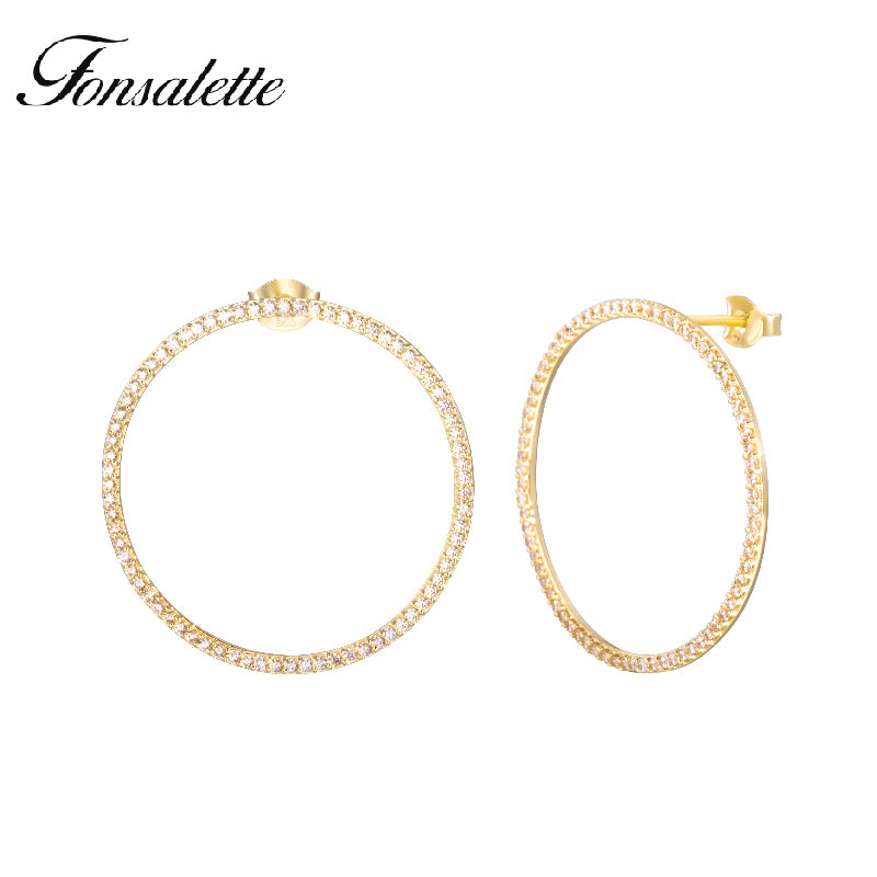 2020 Fashion Sterling Silver Women Circle Earrings Simple Big Round Hoop Earrings Zircon Loop Earring Brincos Jewelry Gift ZK30