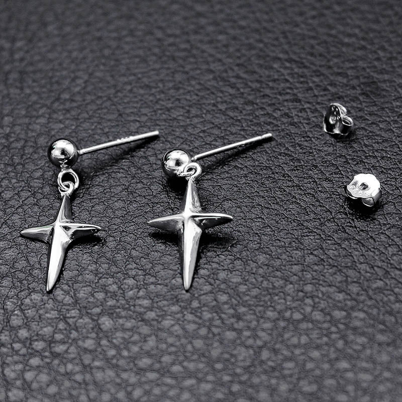 2020 Korea Jewelry S925 Sterling Silver BTS Star Drop Earrings For Men&Women Men jewelry Asymmetric Dangle Brinco Personality