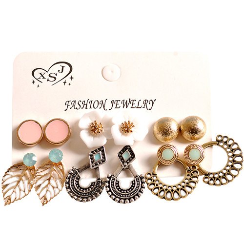 2020 hot sell fashion gorgeous women's jewelry   girl birthd party mashup 6 pairs of /set suit earring agent shipping