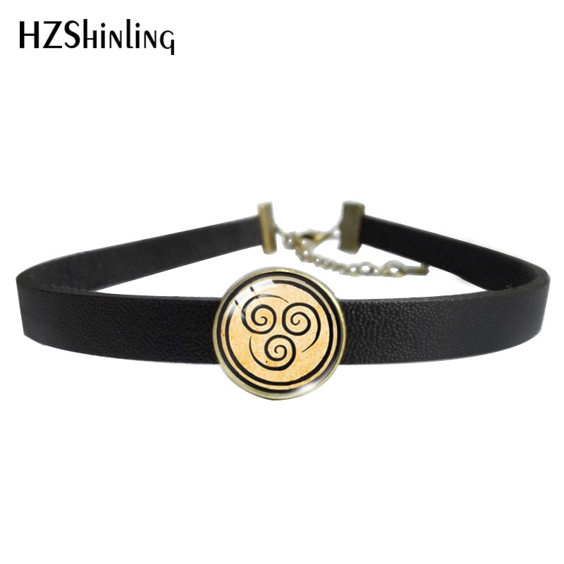 2021 Summer Avatar The Last Airbender Glass Dome Leather Choker Necklace Kingdom Necklace