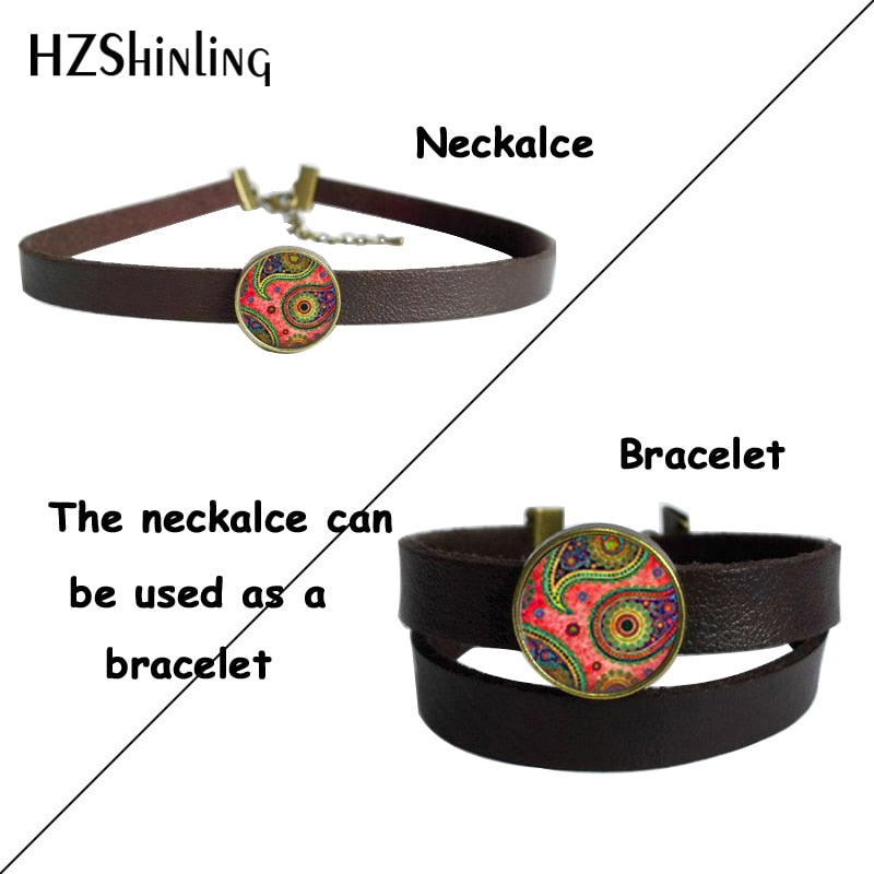 2021 Summer Avatar The Last Airbender Glass Dome Leather Choker Necklace Kingdom Necklace