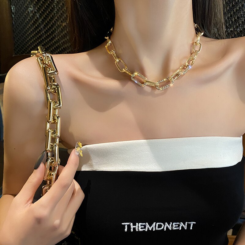2022 Korea Design Jewelry Simple Chain Exaggerated chokers Necklace Sexy Girl Prom Party Clavicle Necklace