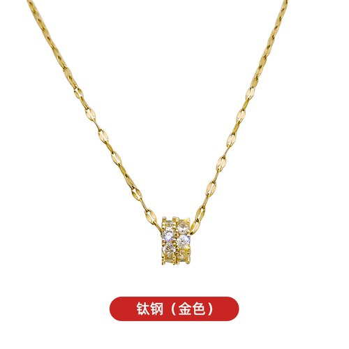 2022 Korean design jewelry titanium steel round zircon simple daily wild female clavicle necklace