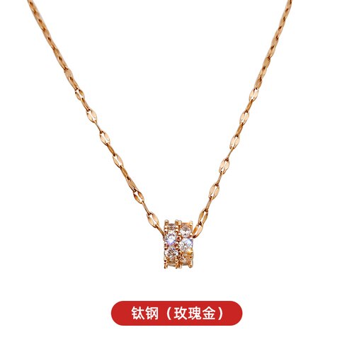 2022 Korean design jewelry titanium steel round zircon simple daily wild female clavicle necklace