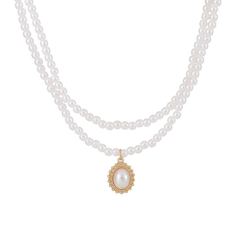 2022 Multi Layered Pearl Pendant Necklace Collar Choker Statement Necklace Women Wedding Party Jewelry Sweater Chain