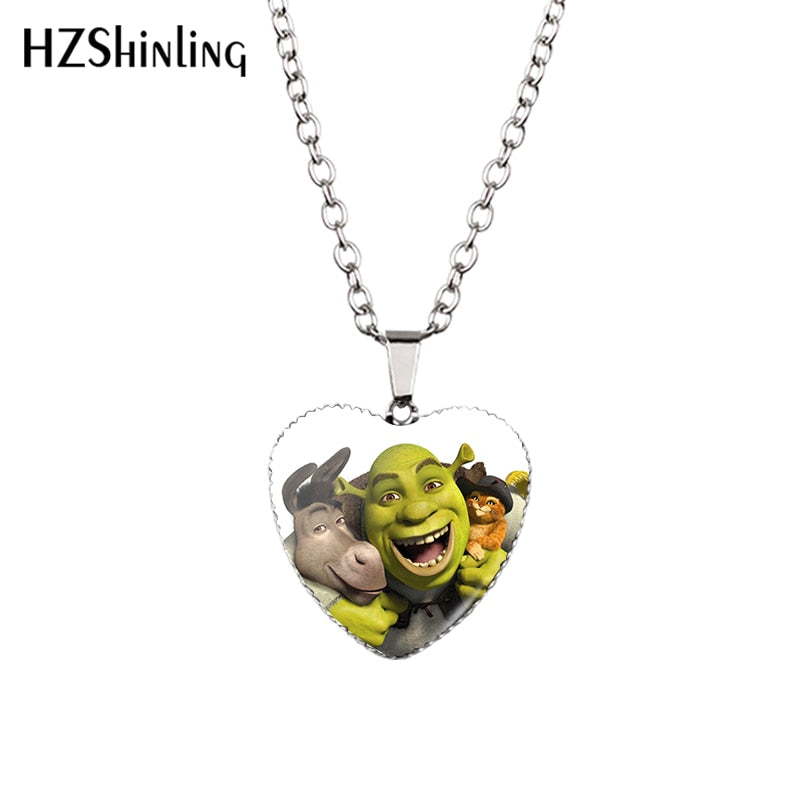2021  Shrek Pendant Necklace Glass Cabochon Po Jewelry Heart Pendants Handmade Items