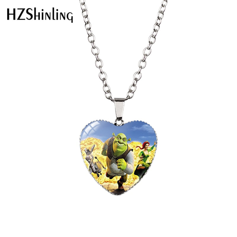 2021  Shrek Pendant Necklace Glass Cabochon Po Jewelry Heart Pendants Handmade Items