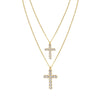 2022 Trendy Layered Necklace for Women Silver Color Chain Clear Glass Stone Cross Pendant Necklace Wedding Party Fashion