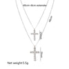 2022 Trendy Layered Necklace for Women Silver Color Chain Clear Glass Stone Cross Pendant Necklace Wedding Party Fashion