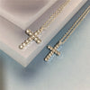 2022 Trendy Layered Necklace for Women Silver Color Chain Clear Glass Stone Cross Pendant Necklace Wedding Party Fashion