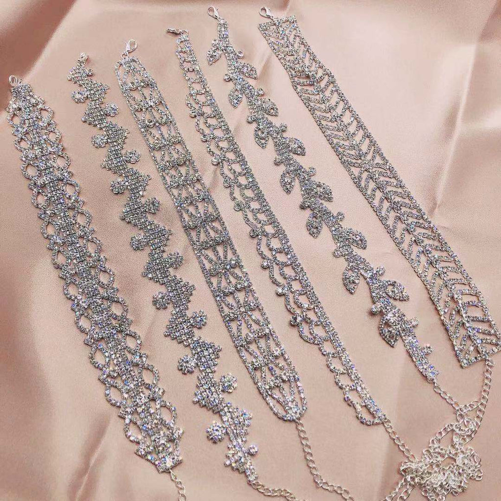 2021 Bohemia multi row Rhinestone Crystal Necklace Necklace bride wedding party  crystal clavicle chain necklace
