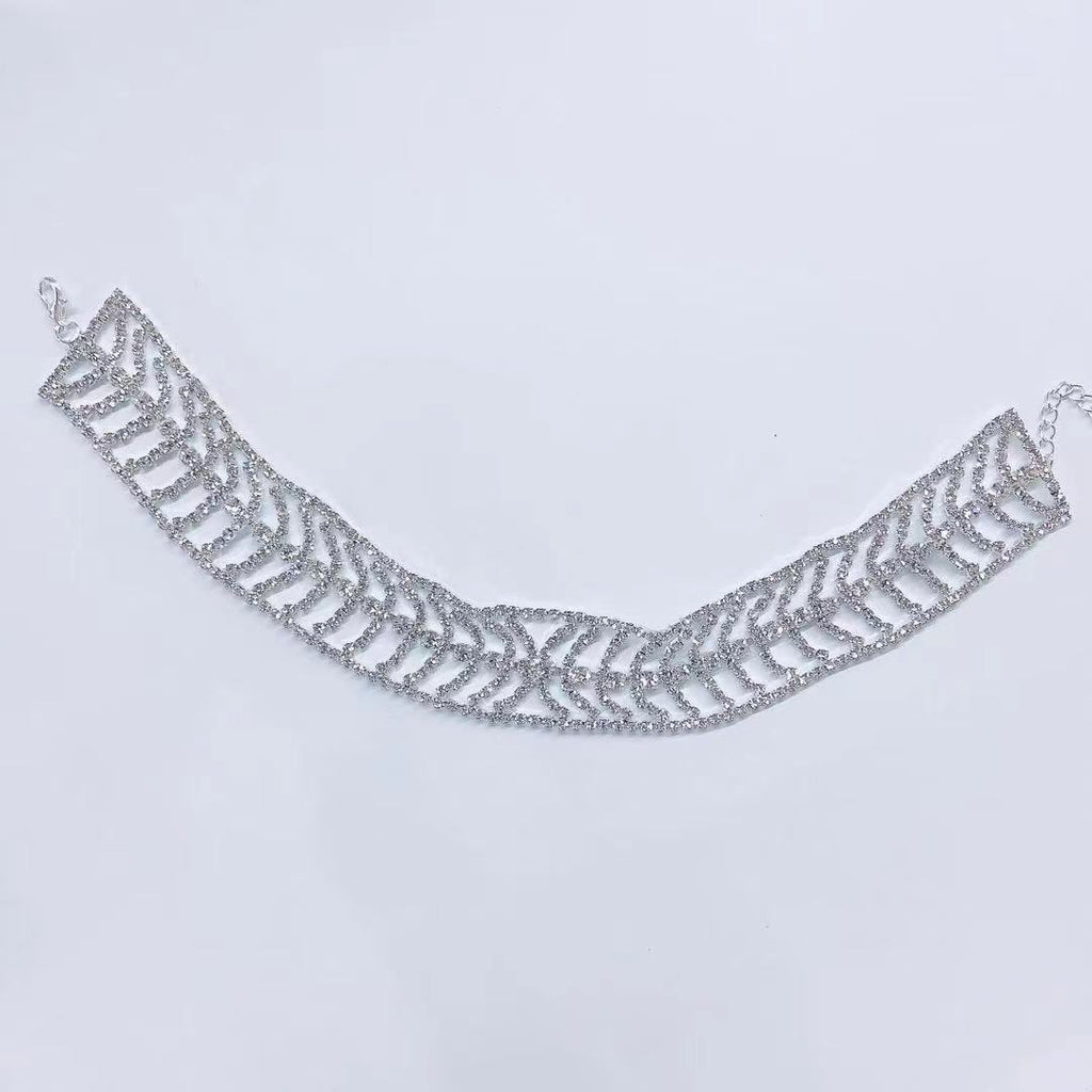 2021 Bohemia multi row Rhinestone Crystal Necklace Necklace bride wedding party  crystal clavicle chain necklace