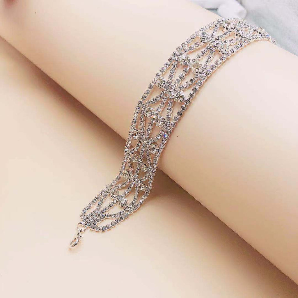 2021 Bohemia multi row Rhinestone Crystal Necklace Necklace bride wedding party  crystal clavicle chain necklace