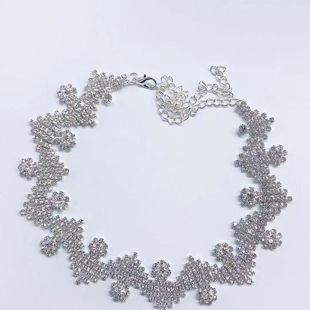 2021 Bohemia multi row Rhinestone Crystal Necklace Necklace bride wedding party  crystal clavicle chain necklace