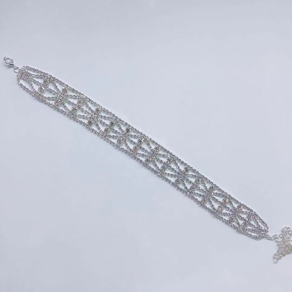 2021 Bohemia multi row Rhinestone Crystal Necklace Necklace bride wedding party  crystal clavicle chain necklace