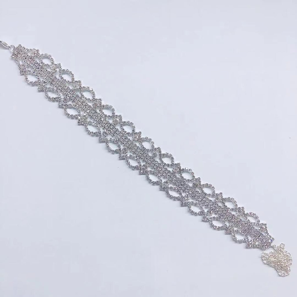 2021 Bohemia multi row Rhinestone Crystal Necklace Necklace bride wedding party  crystal clavicle chain necklace