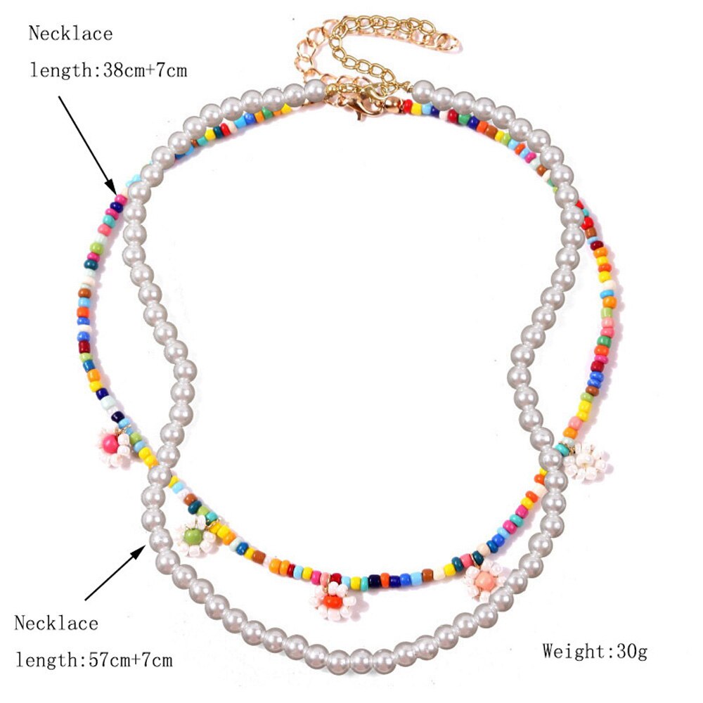 2021 Bohemian Multilayer Bead Daisy Flower Necklace For Women Rainbow Summer Statement Necklace Girl Party Jewelry Gifts