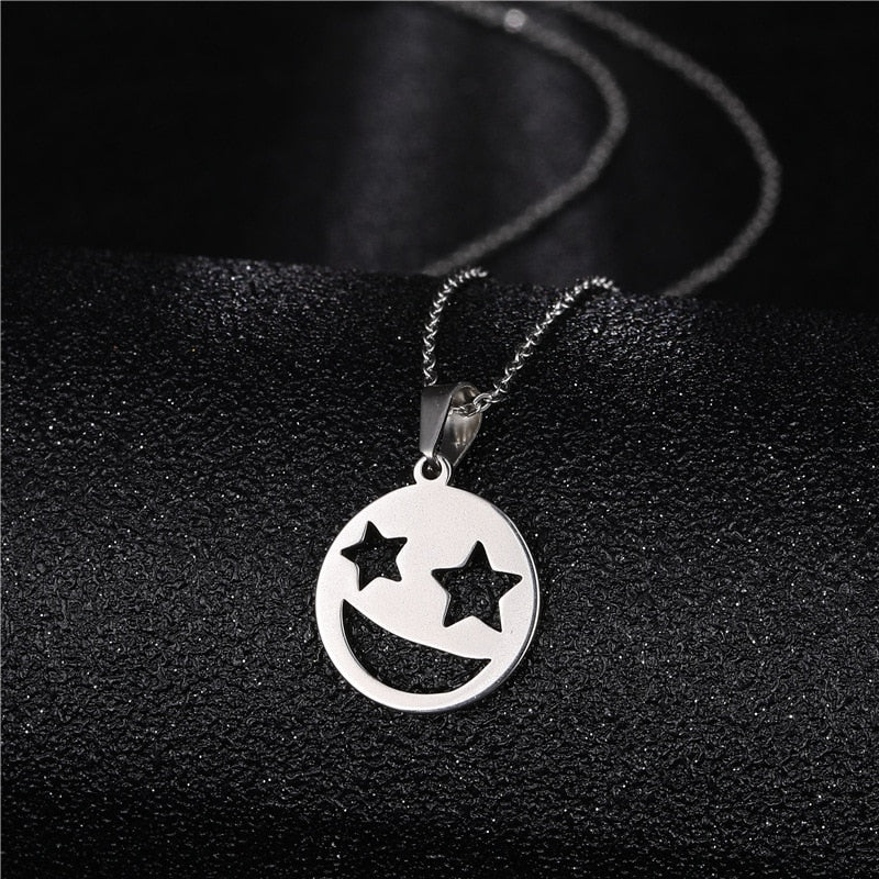 2021 Hip Hop Rock Neck Chain for Men Women Smile Face Pendant Necklace evil Punk Gothic Collar Couple Friends Necklace