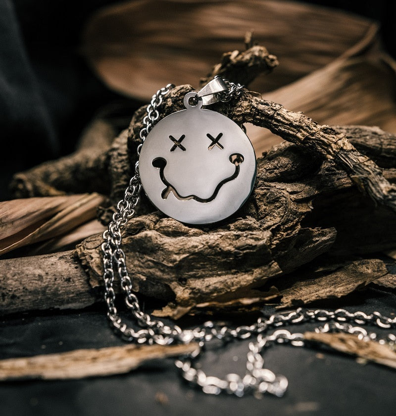2021 Hip Hop Rock Neck Chain for Men Women Smile Face Pendant Necklace evil Punk Gothic Collar Couple Friends Necklace