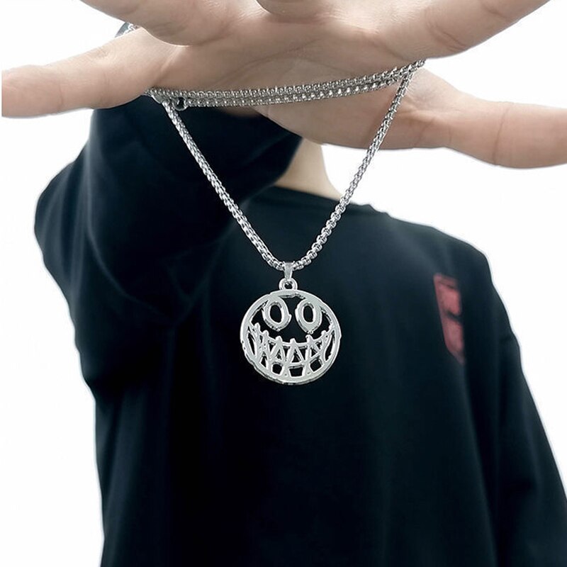 2021 Hip Hop Rock Neck Chain for Men Women Smile Face Pendant Necklace evil Punk Gothic Collar Couple Friends Necklace