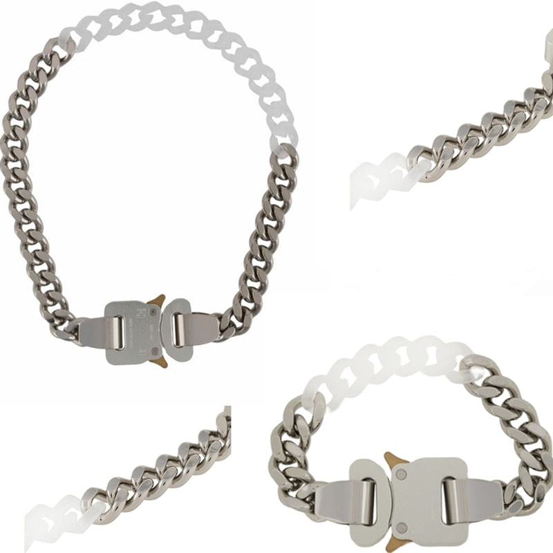 2021  1017 ALYX 9SM Punk Lock Lightning Hero Hip Hop Acrylic Metal Chain Splicing Necklace For Men Women Girls Party Jewelry